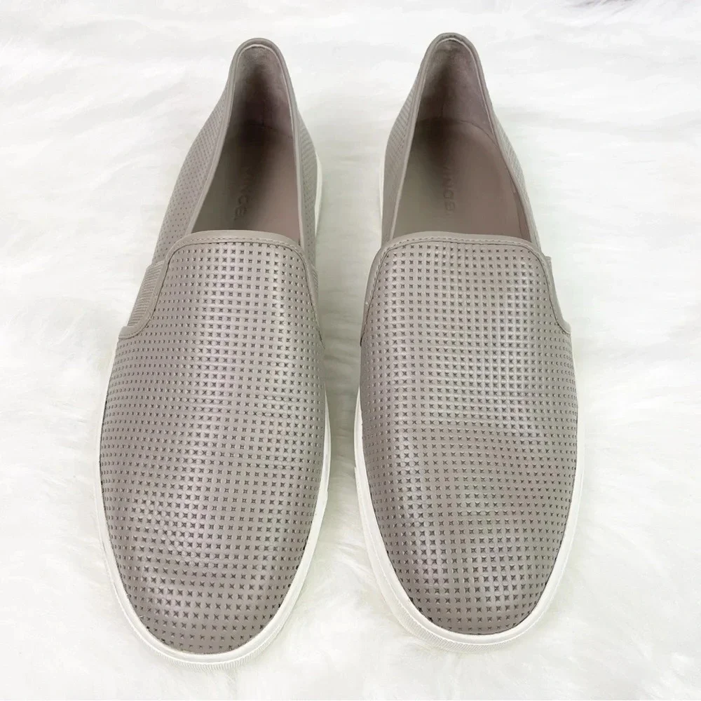 VINCE Blair Slip-On Sneakers Perforated Calf Skin Leather 10 Casual Loafers - Picture 2 of 11